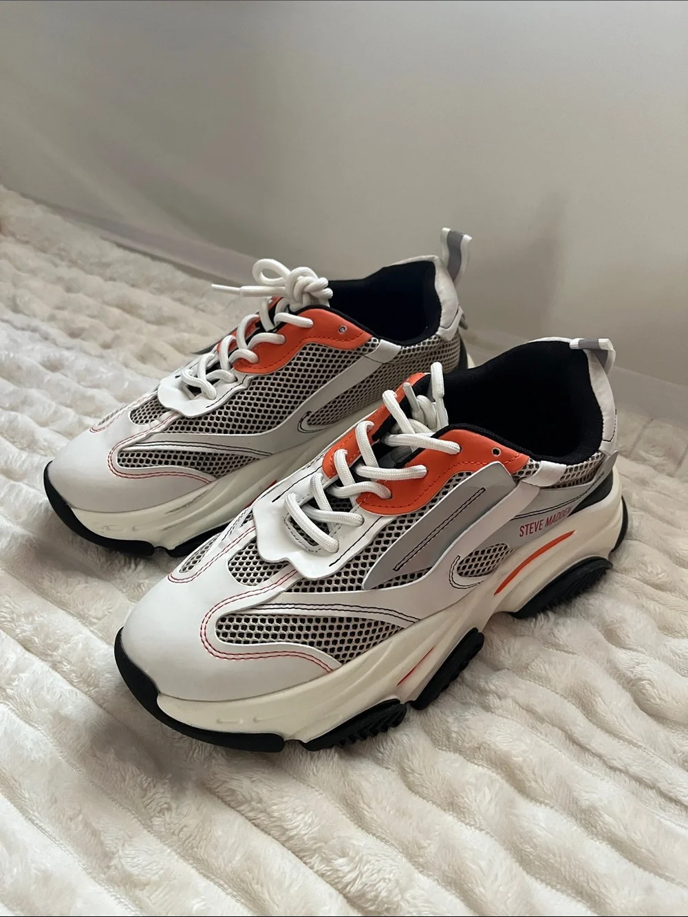 Steve Madden White Orange and Black Platform Sneakers
